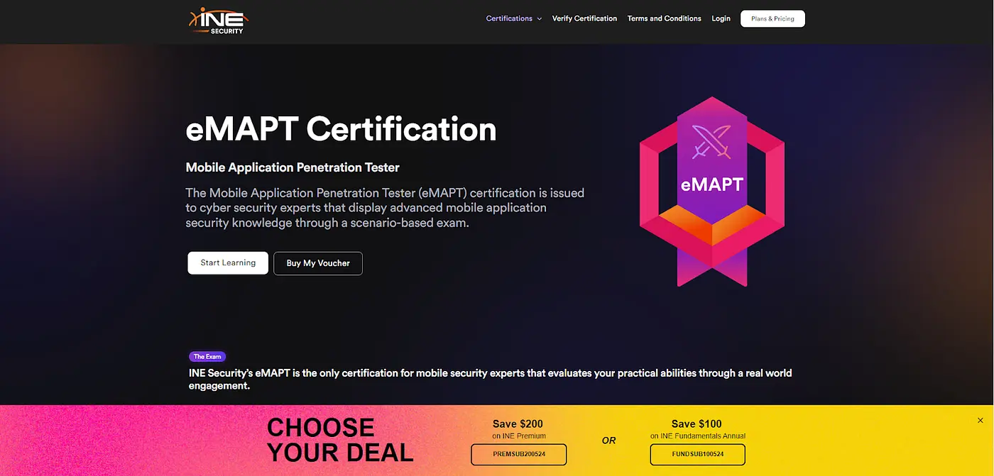 eMAPT Purchase Link - INE Security course enrollment page