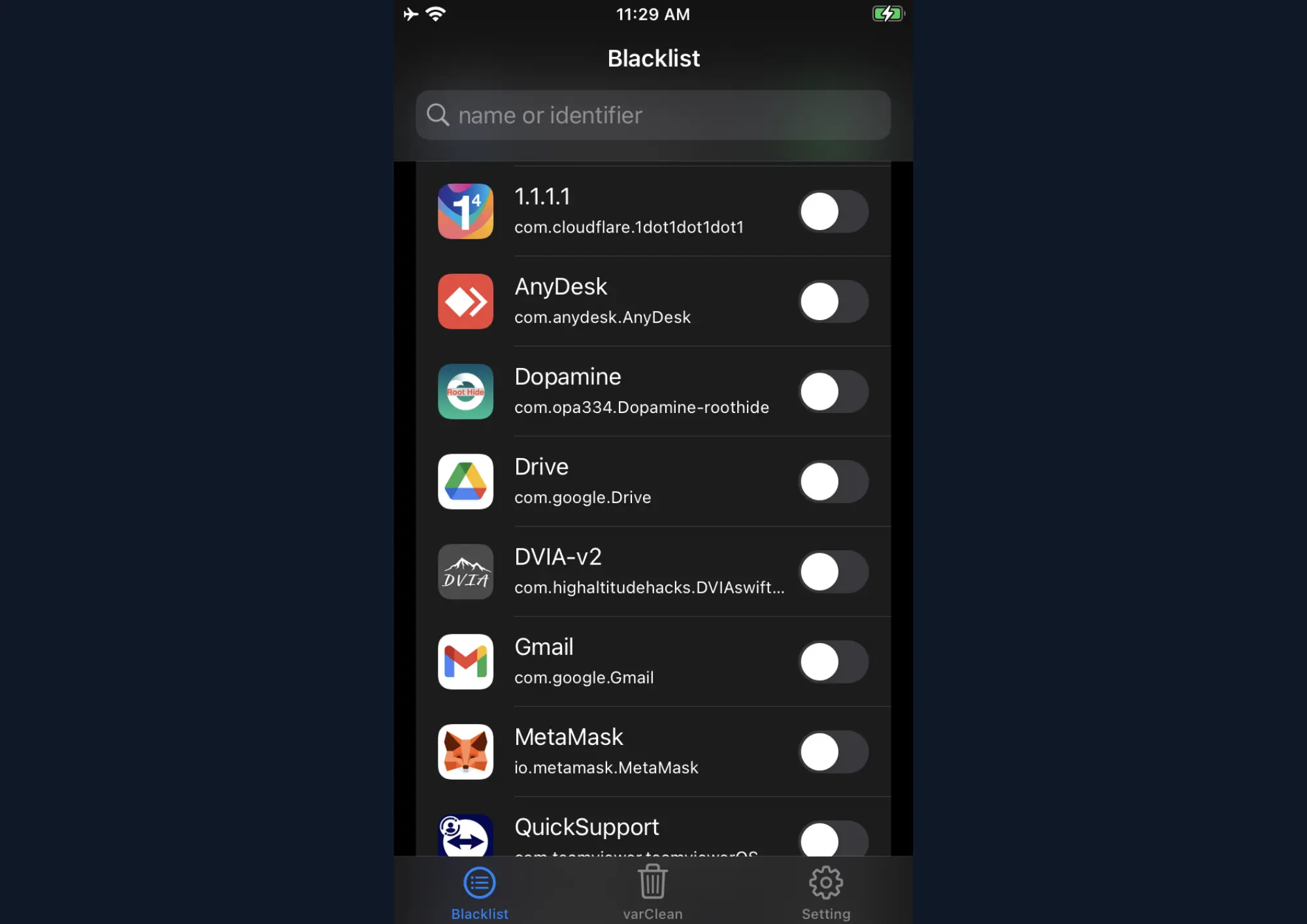 รูปภาพ 16 - RootHide Blacklist Interface
