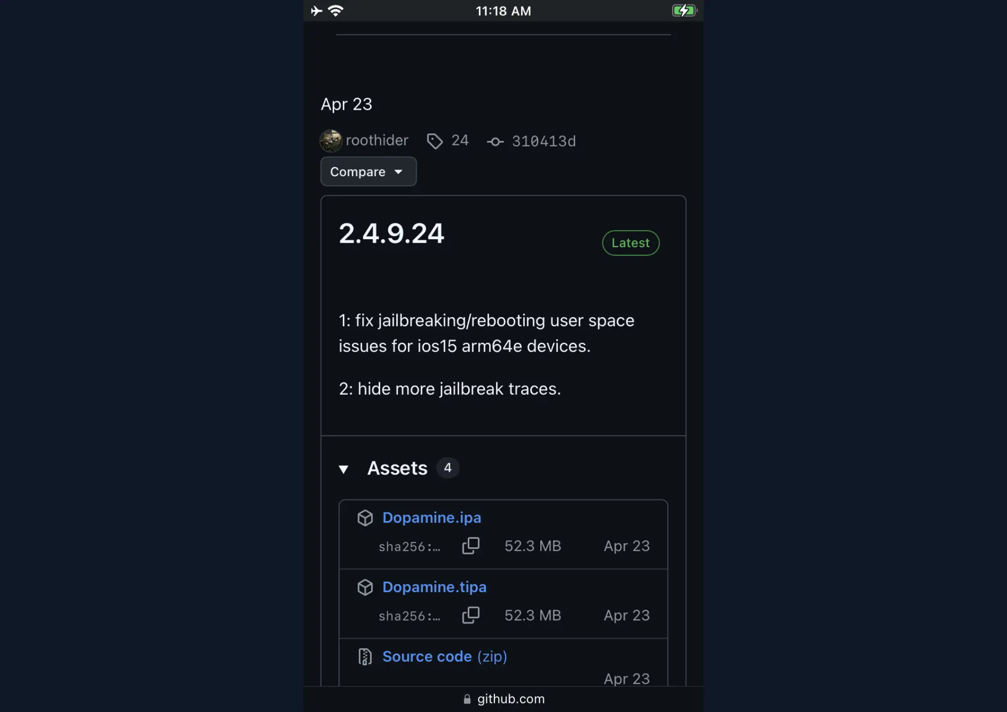 รูปภาพ 7 - GitHub Releases Dopamine
