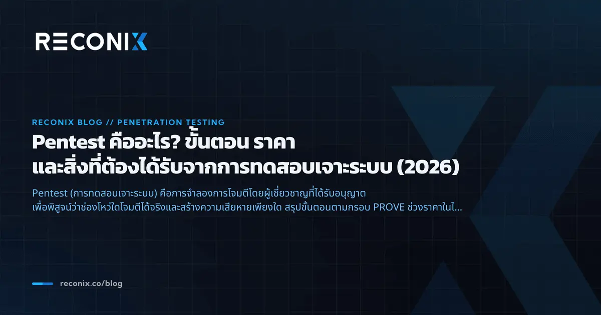 Featured image for Pentest คืออะไร? ขั้นตอน ราคา และสิ่งที่ต้องได้รับจากการทดสอบเจาะระบบ (2026)